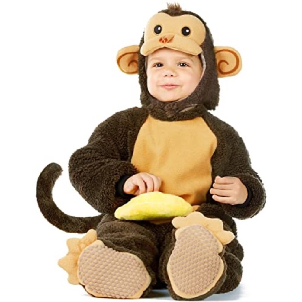 Baby Monkey Costume Deluxe Set Halloween Fleece Outfit  Size 18 - 24 mon…
